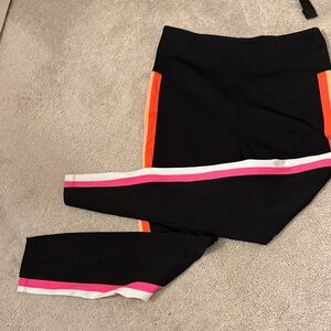Lou & Grey Black Leggings with Pink and Orange Stripes